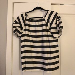 Ann Taylor Short Sleeve Striped Blouse, Size 12